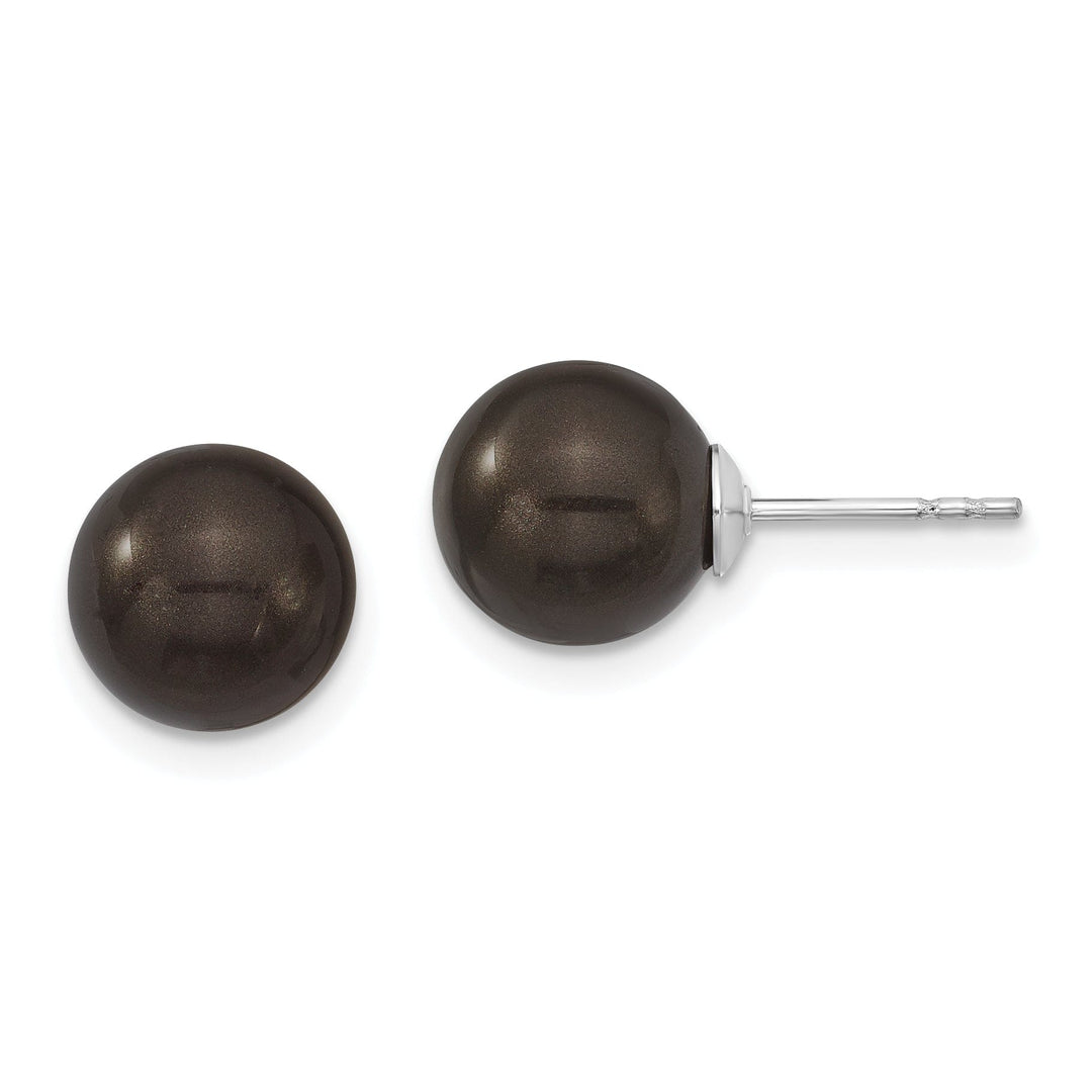Majestik Shell Pearls Earrings Majestik Round Black Pearl Stud Earrings
