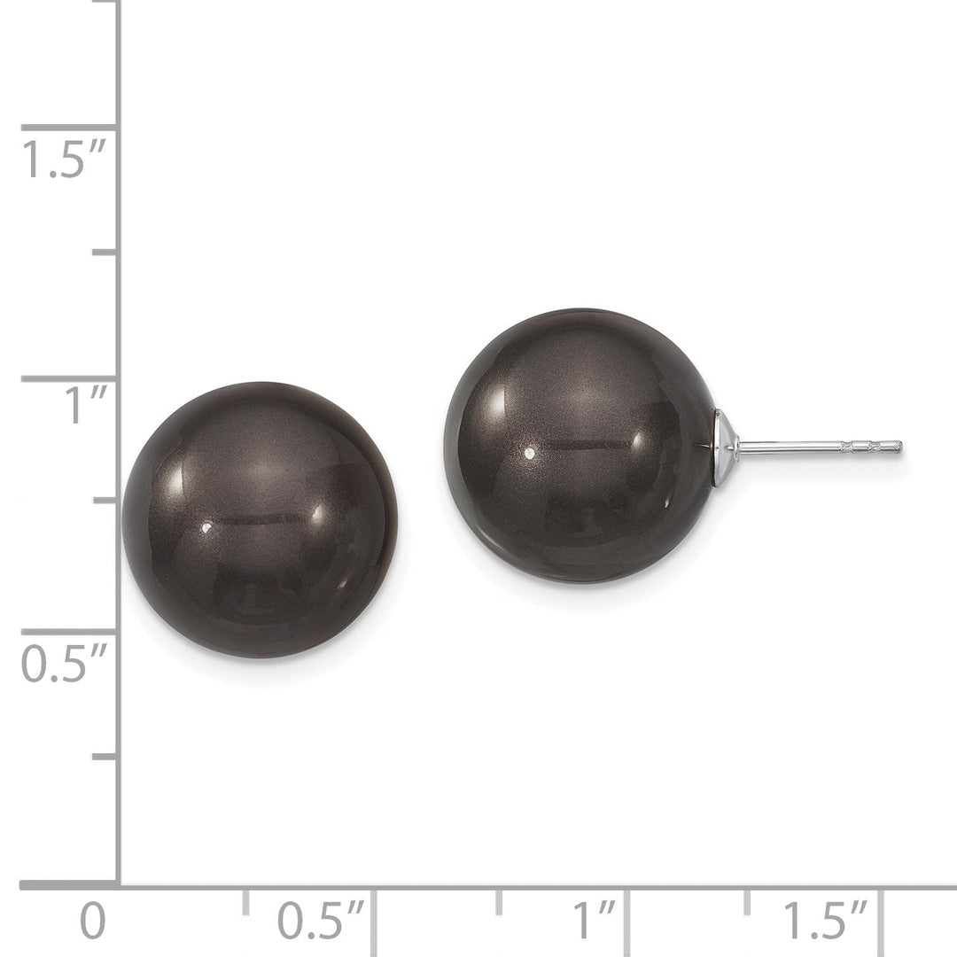 Majestik Shell Pearls Earrings Majestik Round Black Pearl Stud Earrings