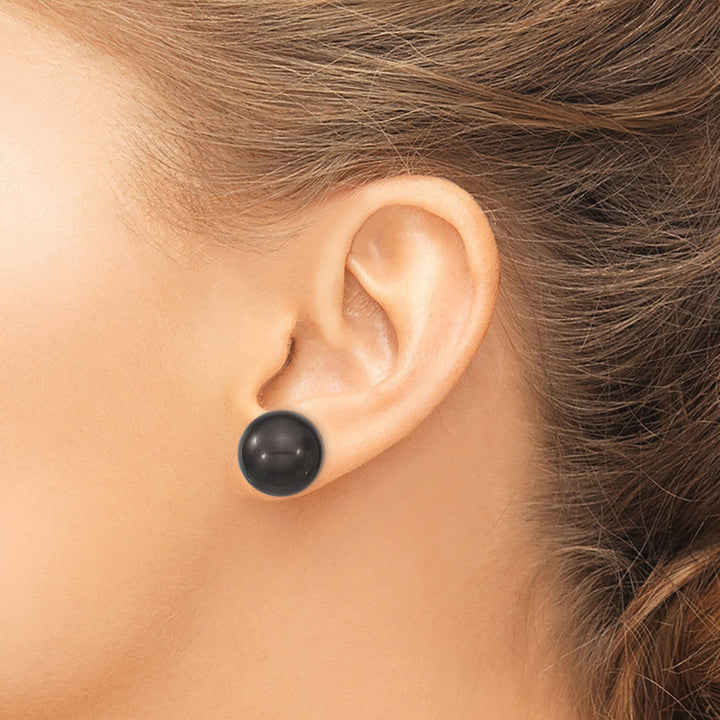 Majestik Shell Pearls Earrings Majestik Round Black Pearl Stud Earrings