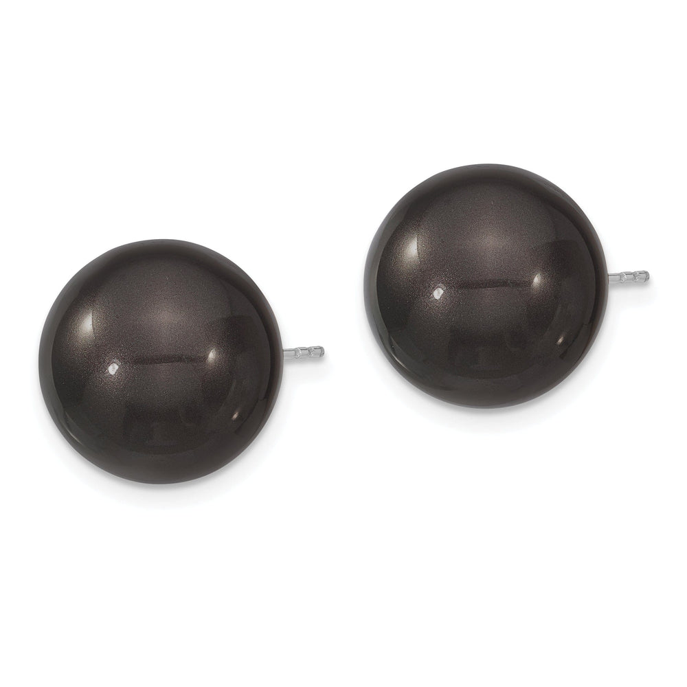 Majestik Shell Pearls Earrings Majestik Round Black Pearl Stud Earrings