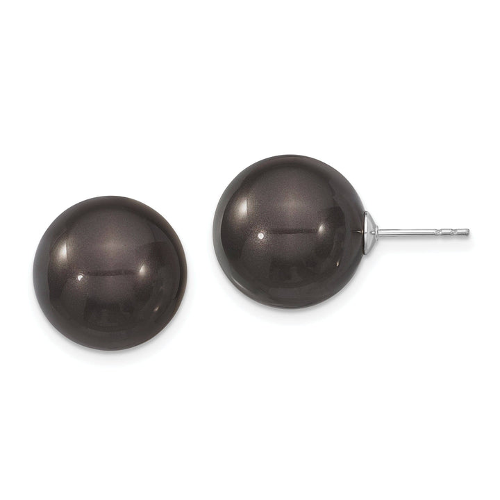 Majestik Shell Pearls Earrings Majestik Round Black Pearl Stud Earrings