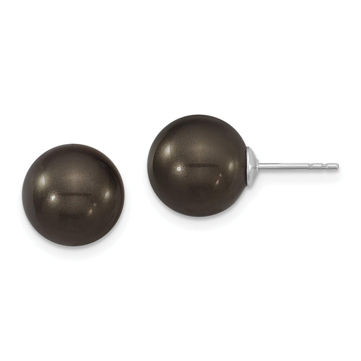 Majestik Shell Pearls Earrings Majestik Round Black Pearl Stud Earrings