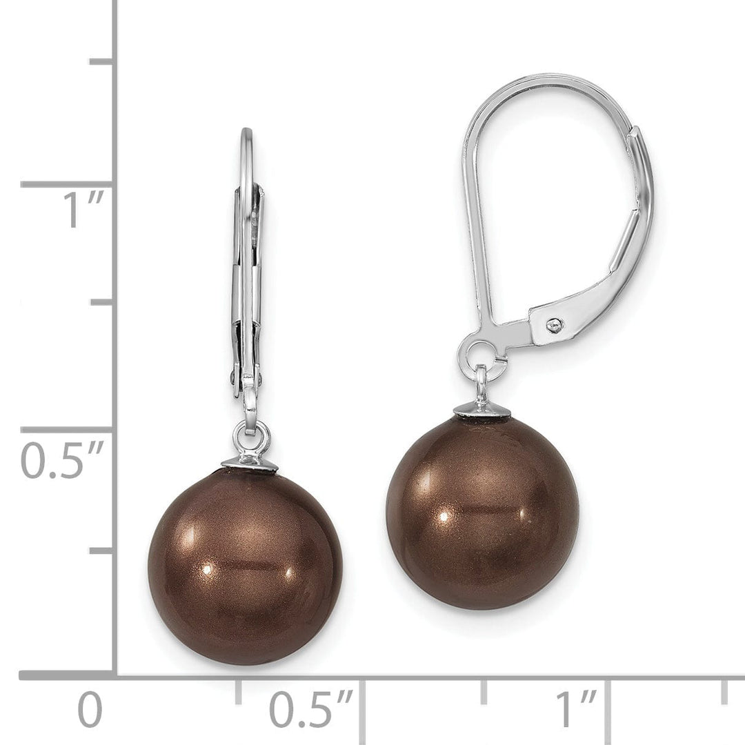 Majestik Shell Pearls Earrings Majestik Round Brown Pearl Leverback Earring