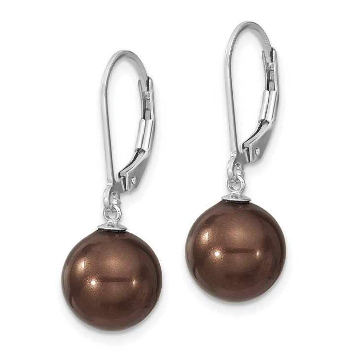 Majestik Shell Pearls Earrings Majestik Round Brown Pearl Leverback Earring