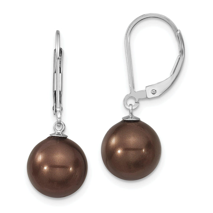 Majestik Shell Pearls Earrings Majestik Round Brown Pearl Leverback Earring