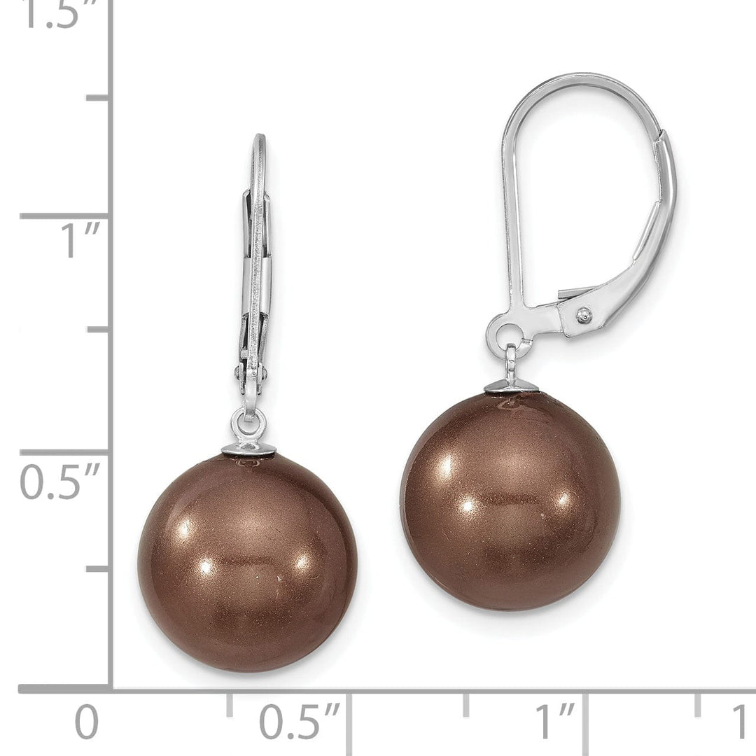 Majestik Shell Pearls Earrings Majestik Round Brown Pearl Leverback Earrings