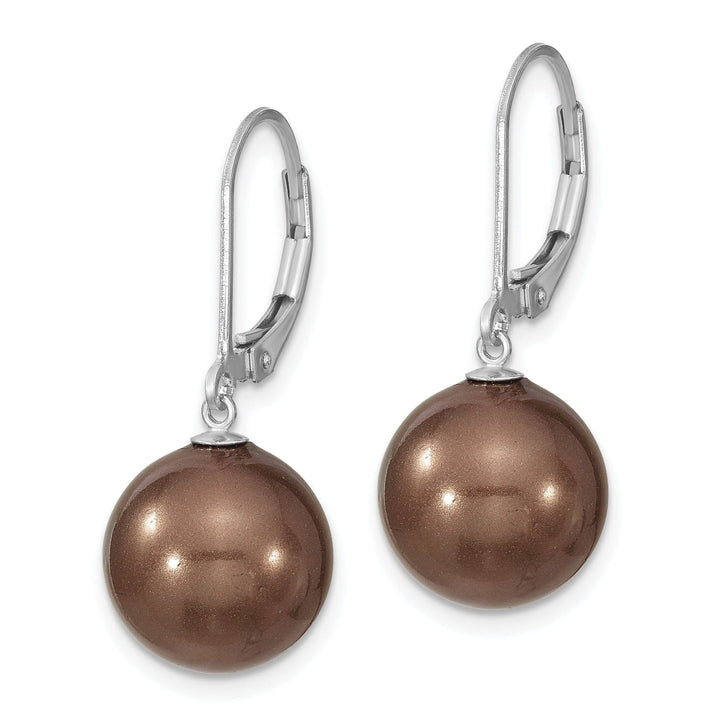 Majestik Shell Pearls Earrings Majestik Round Brown Pearl Leverback Earrings