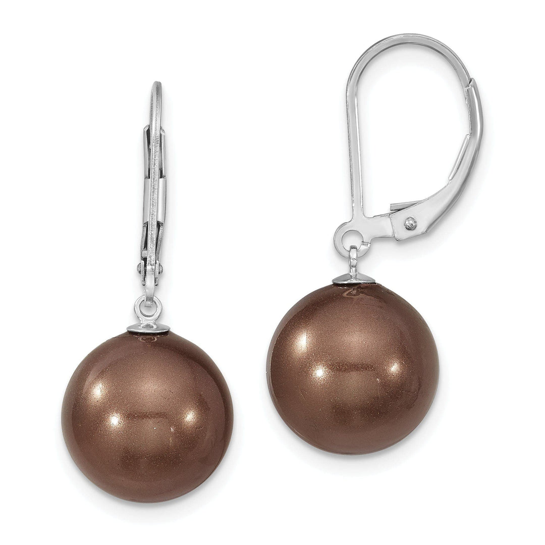 Majestik Shell Pearls Earrings Majestik Round Brown Pearl Leverback Earrings