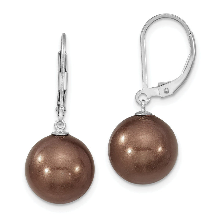 Majestik Shell Pearls Earrings Majestik Round Brown Pearl Leverback Earrings