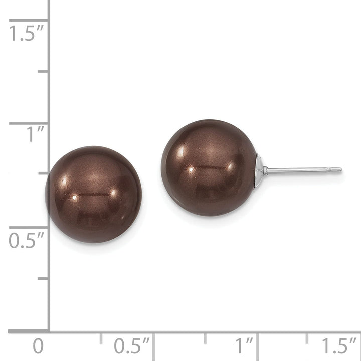 Majestik Shell Pearls Earrings Majestik Round Brown Pearl Stud Earrings