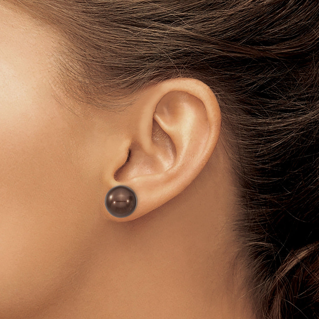 Majestik Shell Pearls Earrings Majestik Round Brown Pearl Stud Earrings