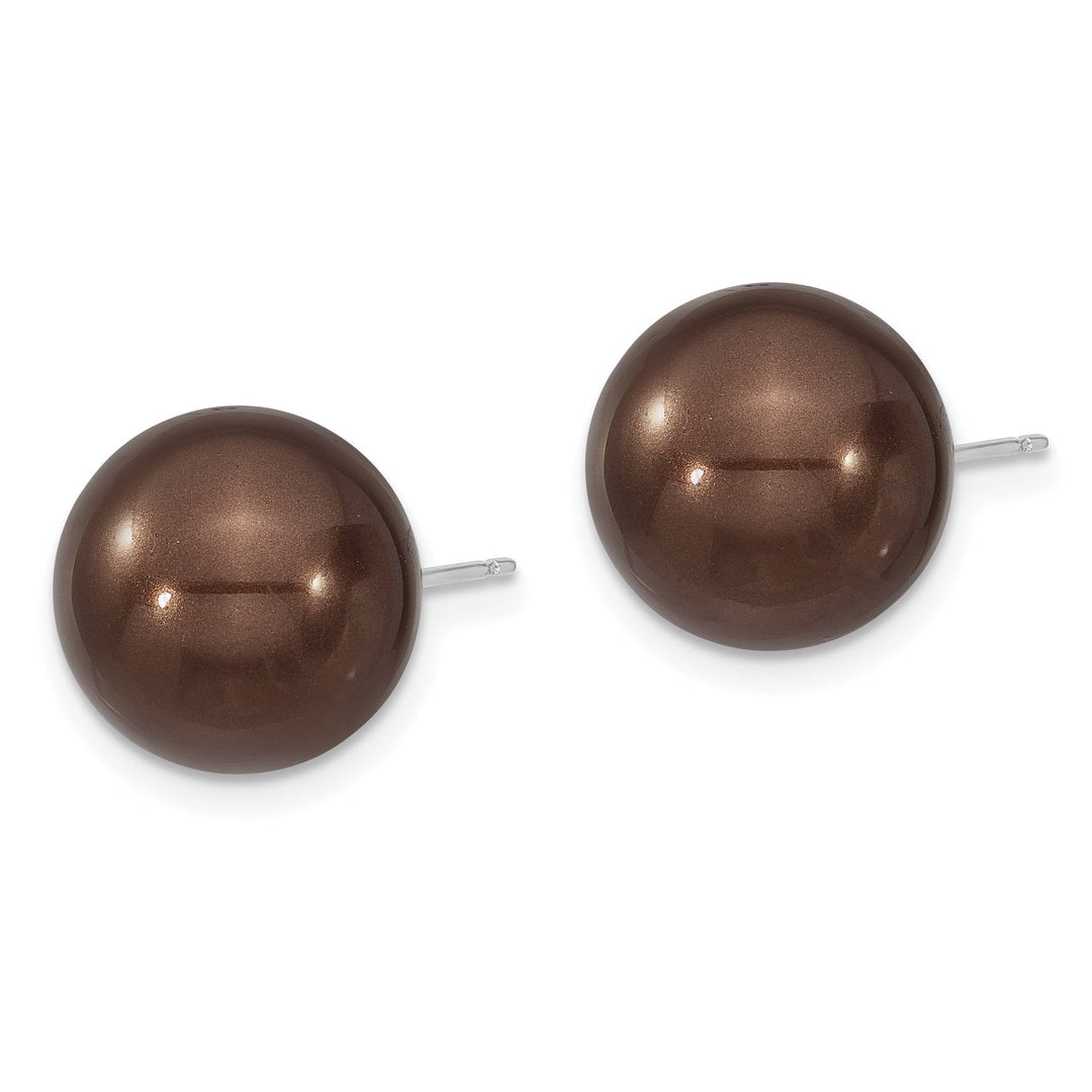 Majestik Shell Pearls Earrings Majestik Round Brown Pearl Stud Earrings