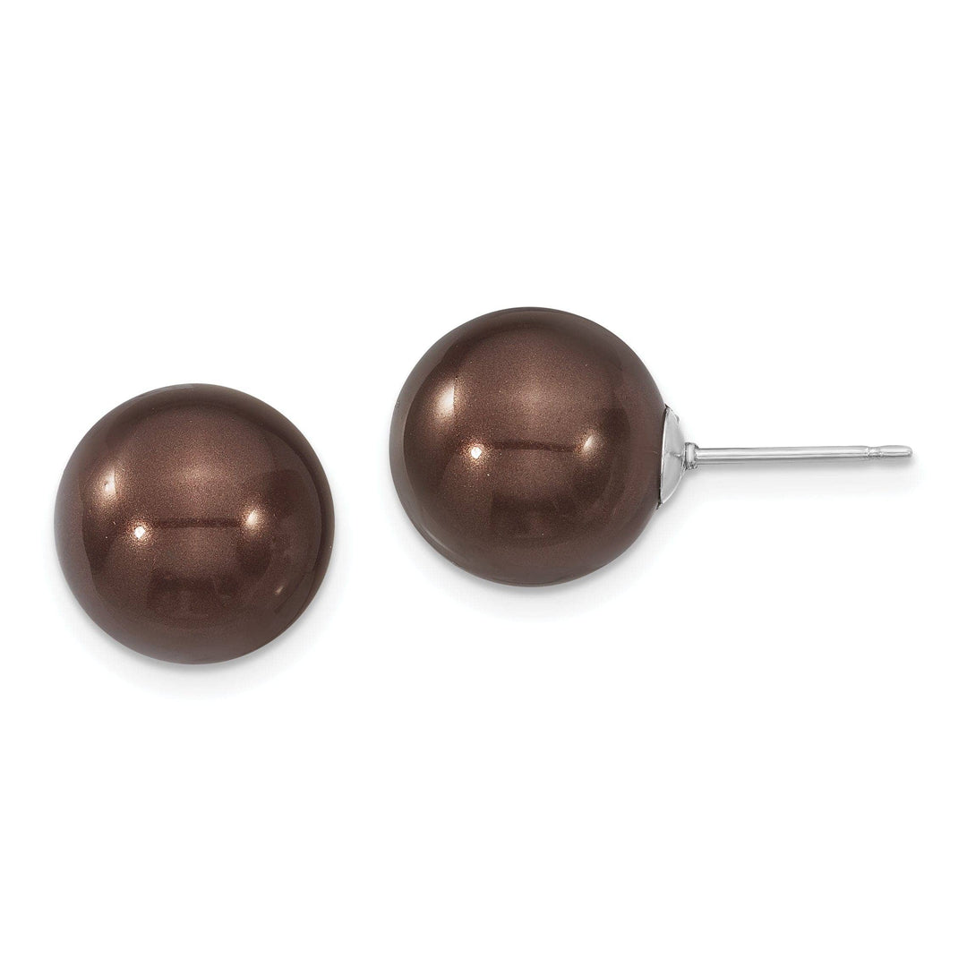 Majestik Shell Pearls Earrings Majestik Round Brown Pearl Stud Earrings