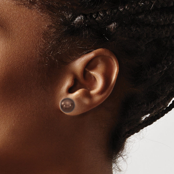 Majestik Shell Pearls Earrings Majestik Round Brown Pearl Stud Earrings