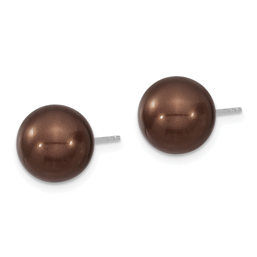 Majestik Shell Pearls Earrings Majestik Round Brown Pearl Stud Earrings