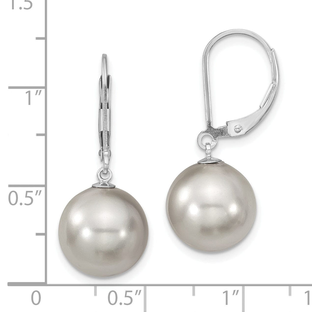 Majestik Shell Pearls Earrings Majestik Round Grey Pearl Leverback Earrings