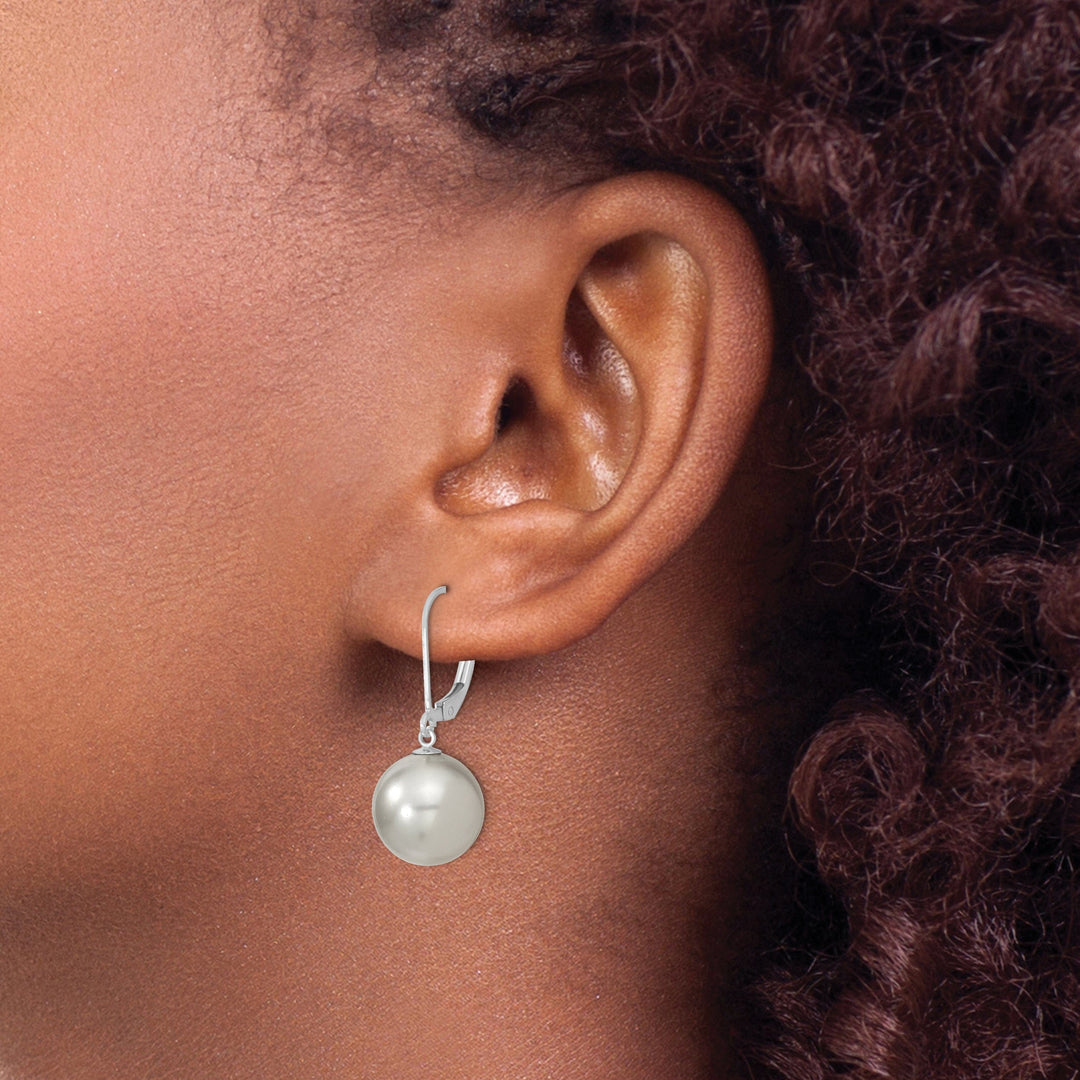 Majestik Shell Pearls Earrings Majestik Round Grey Pearl Leverback Earrings