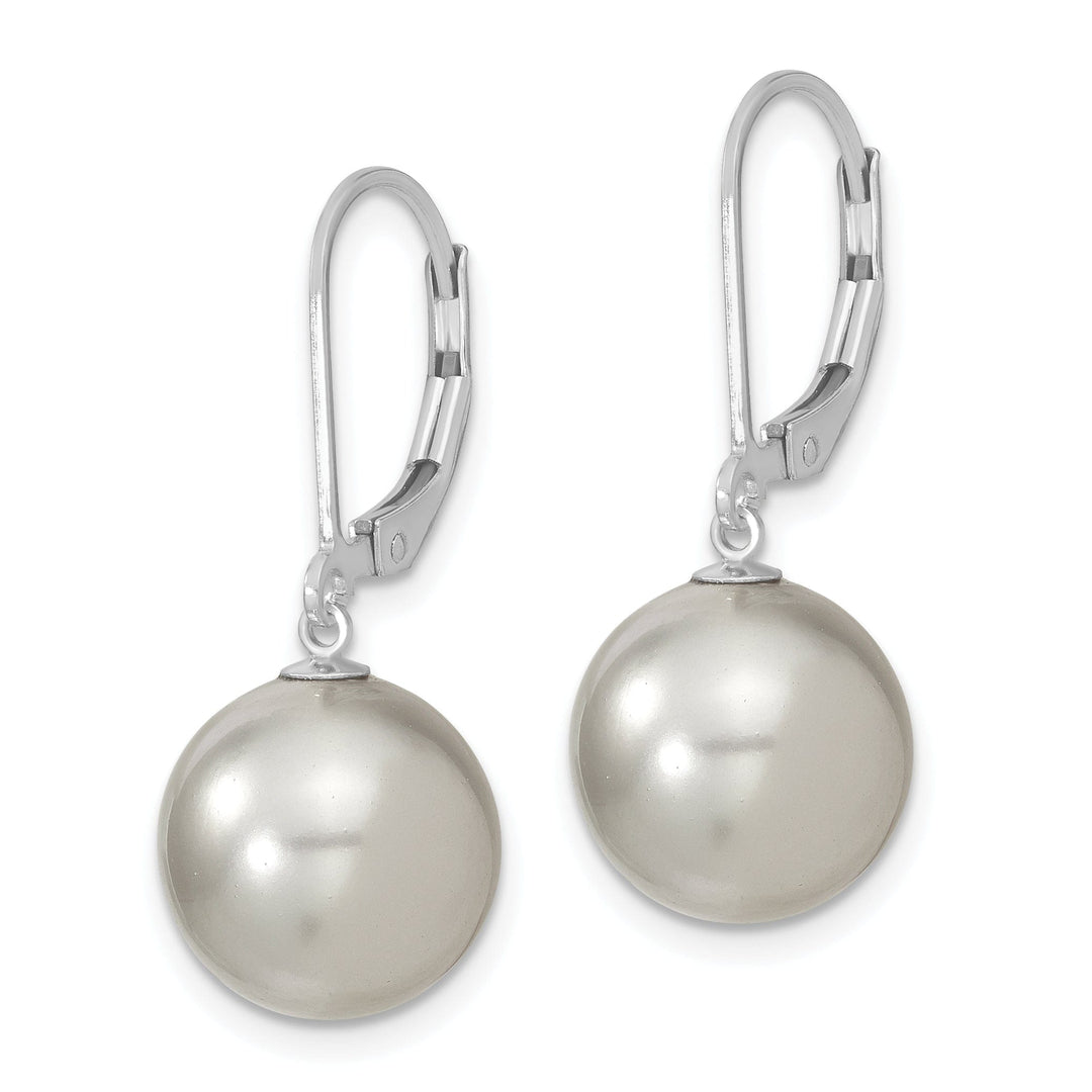 Majestik Shell Pearls Earrings Majestik Round Grey Pearl Leverback Earrings
