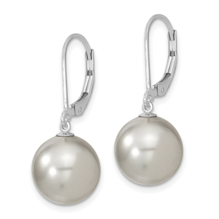 Majestik Shell Pearls Earrings Majestik Round Grey Pearl Leverback Earrings