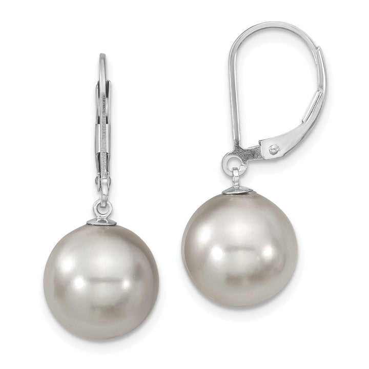 Majestik Shell Pearls Earrings Majestik Round Grey Pearl Leverback Earrings