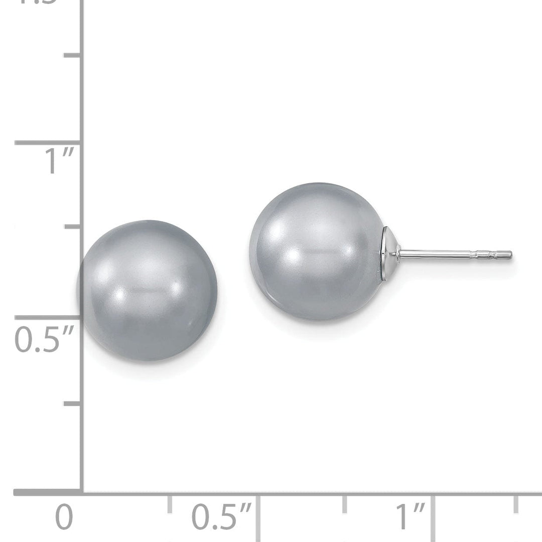 Majestik Shell Pearls Earrings Majestik Round Grey Pearl Stud Earrings