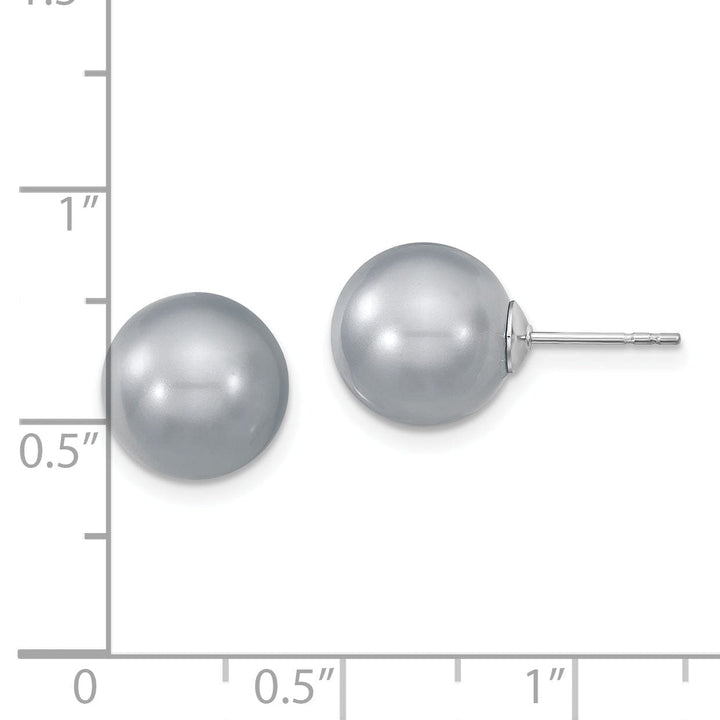 Majestik Shell Pearls Earrings Majestik Round Grey Pearl Stud Earrings