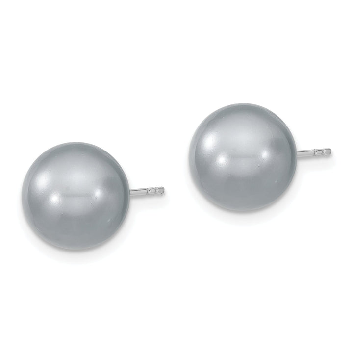 Majestik Shell Pearls Earrings Majestik Round Grey Pearl Stud Earrings
