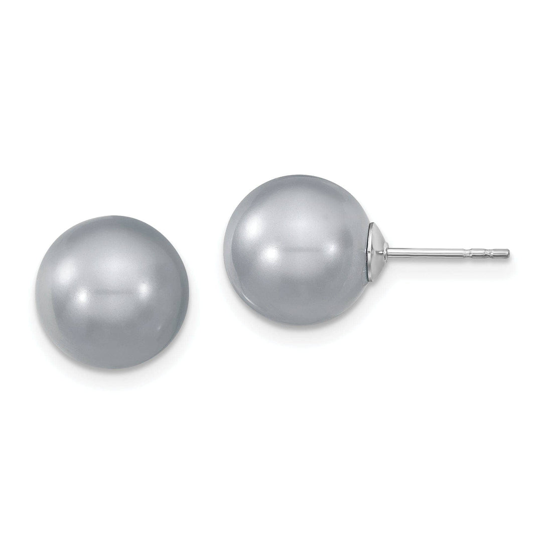 Majestik Shell Pearls Earrings Majestik Round Grey Pearl Stud Earrings