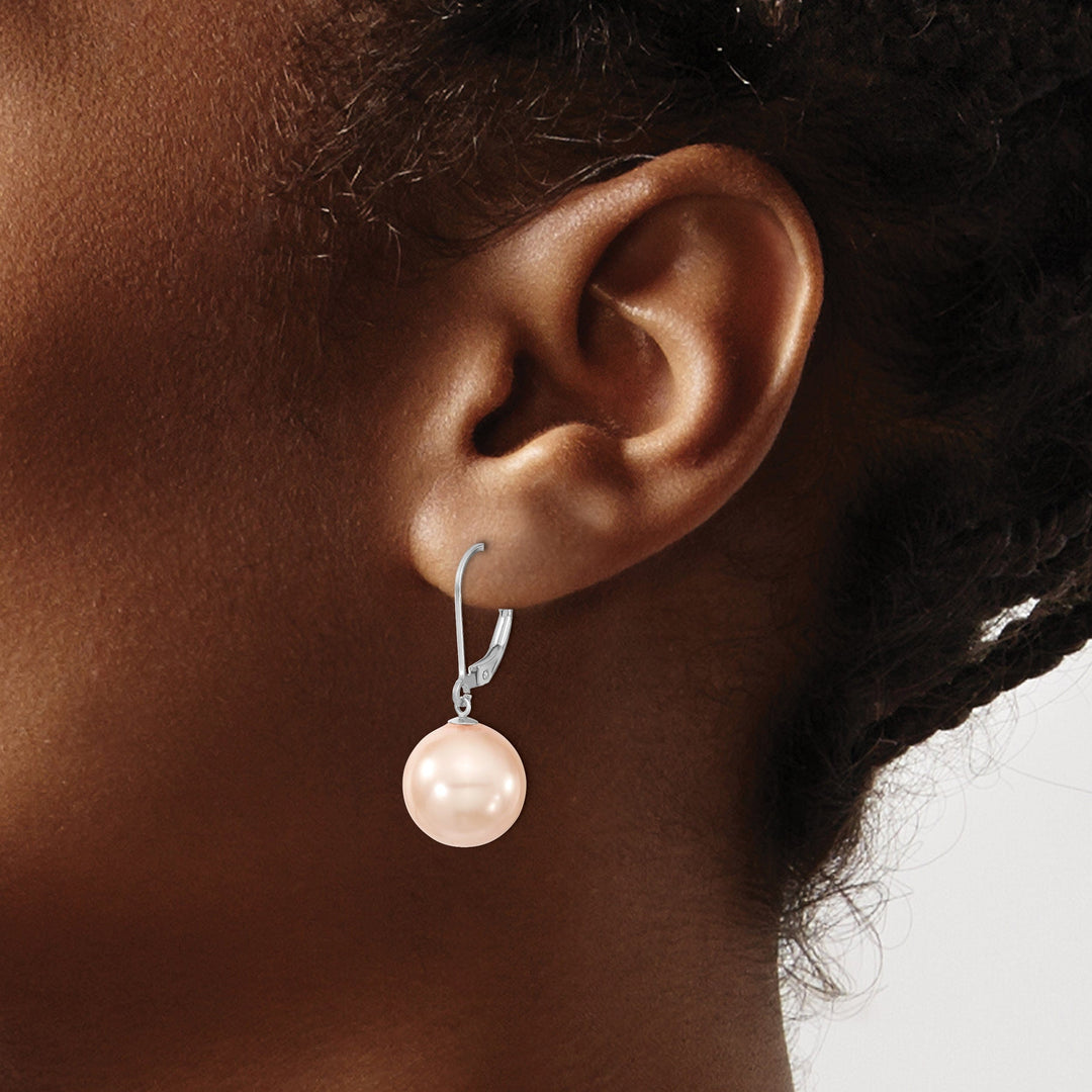 Majestik Shell Pearls Earrings Majestik Round Pink Pearl Leverback Earrings