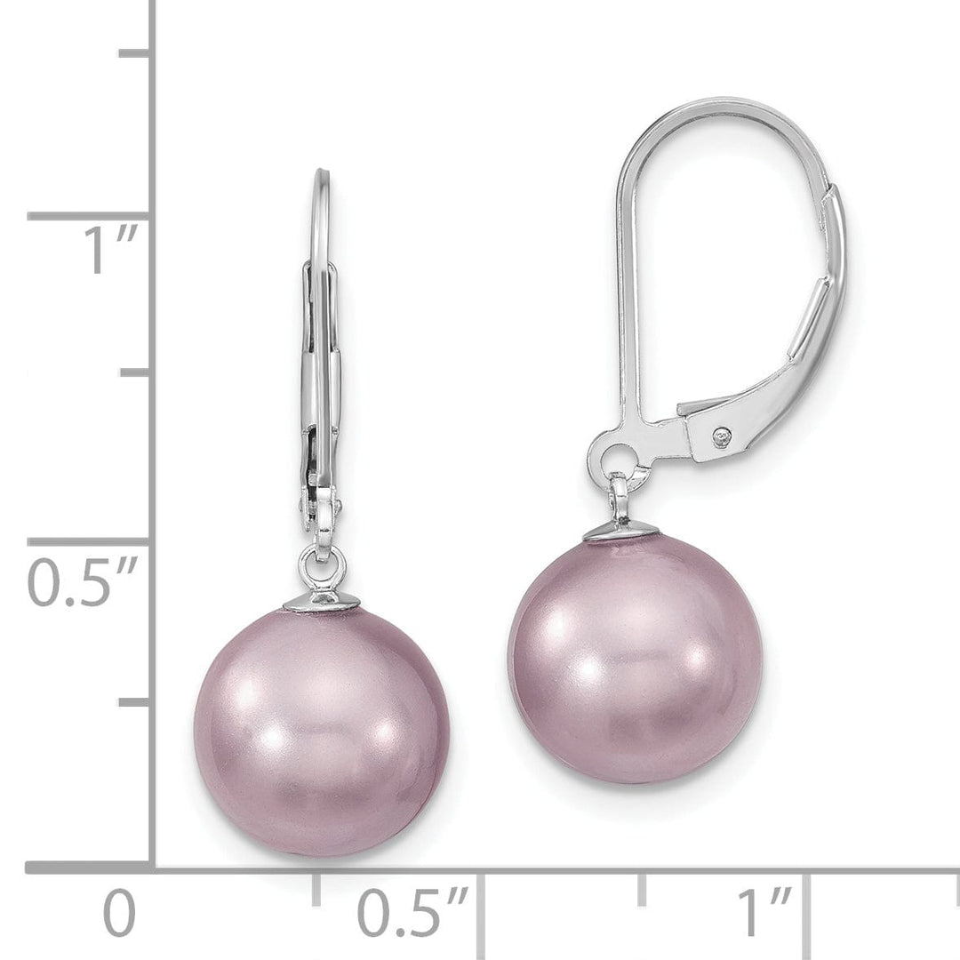 Majestik Shell Pearls Earrings Majestik Round Purple Pearl Leverback Earring