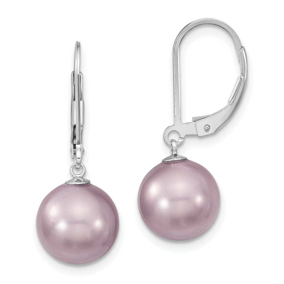 Majestik Shell Pearls Earrings Majestik Round Purple Pearl Leverback Earring