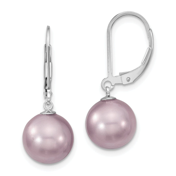 Majestik Shell Pearls Earrings Majestik Round Purple Pearl Leverback Earring