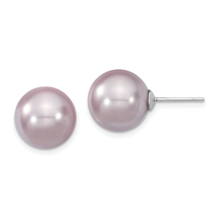 Majestik Shell Pearls Earrings Majestik Round Purple Pearl Stud Earrings