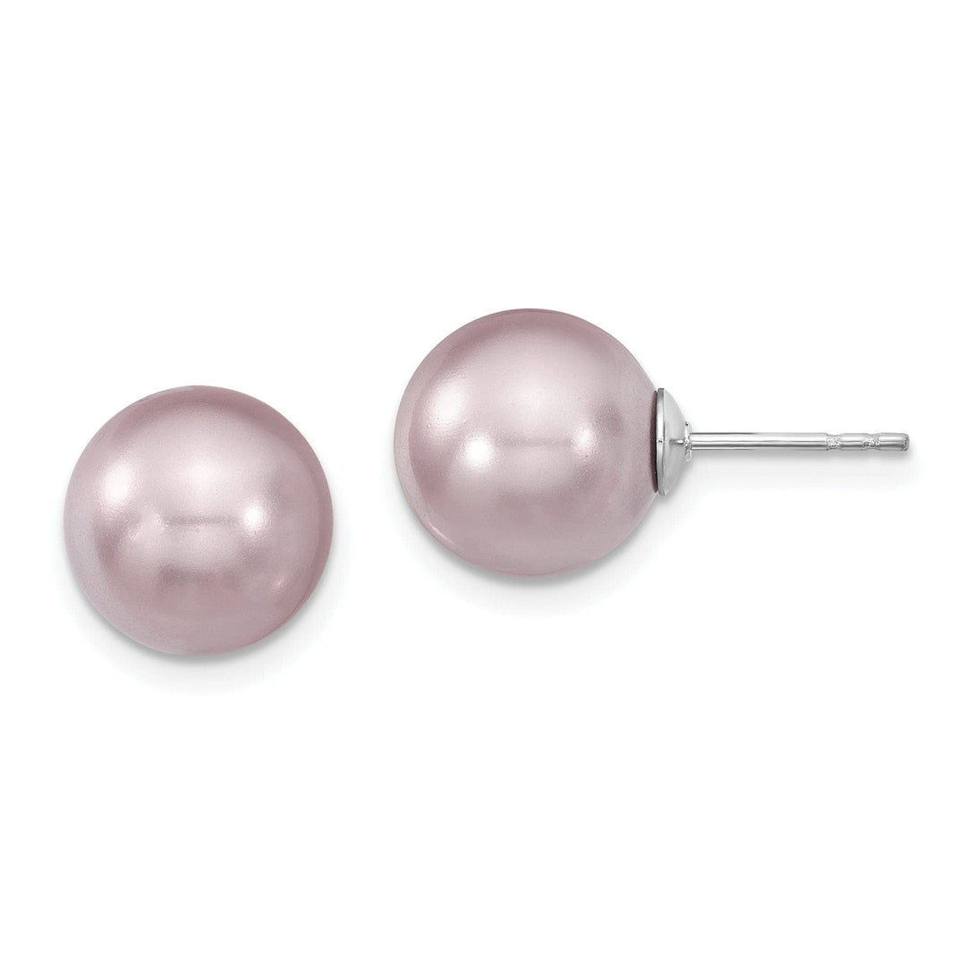 Majestik Shell Pearls Earrings Majestik Round Purple Pearl Stud Earrings