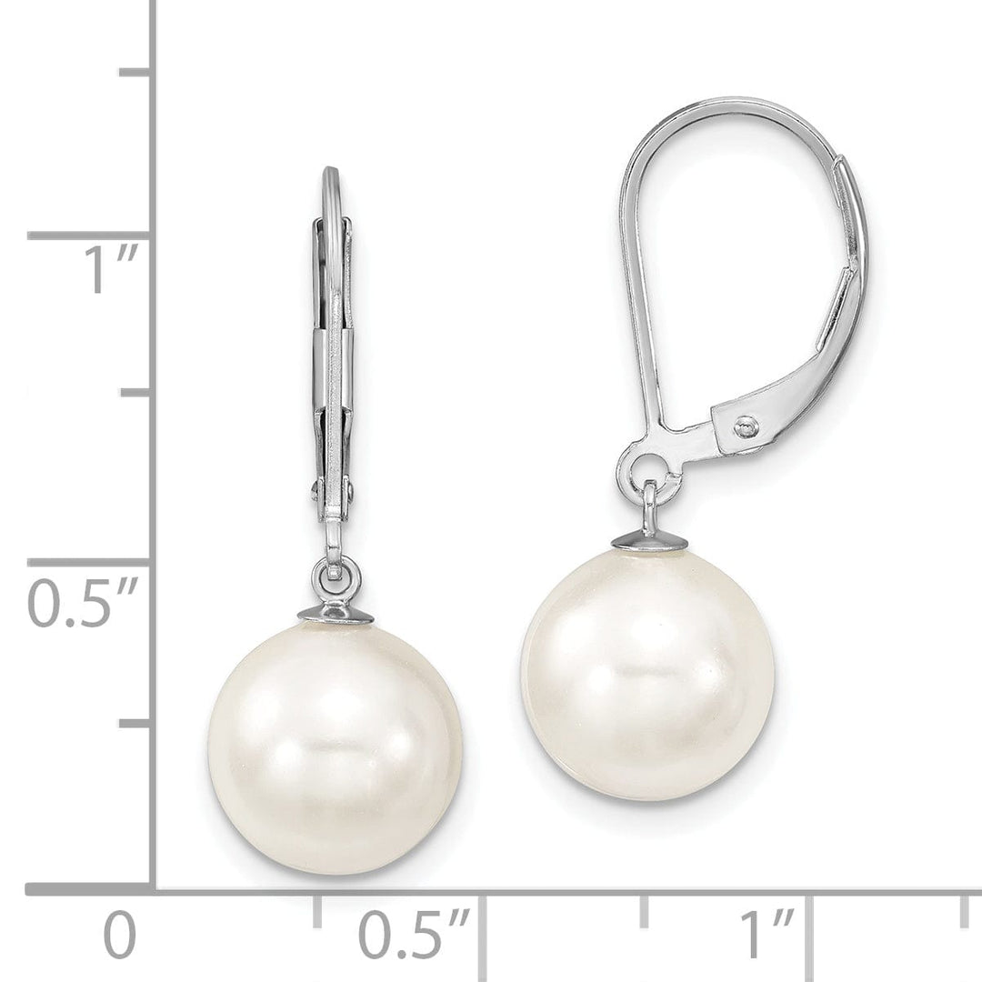 Majestik Shell Pearls Earrings Majestik Round White Pearl Leverback Earring