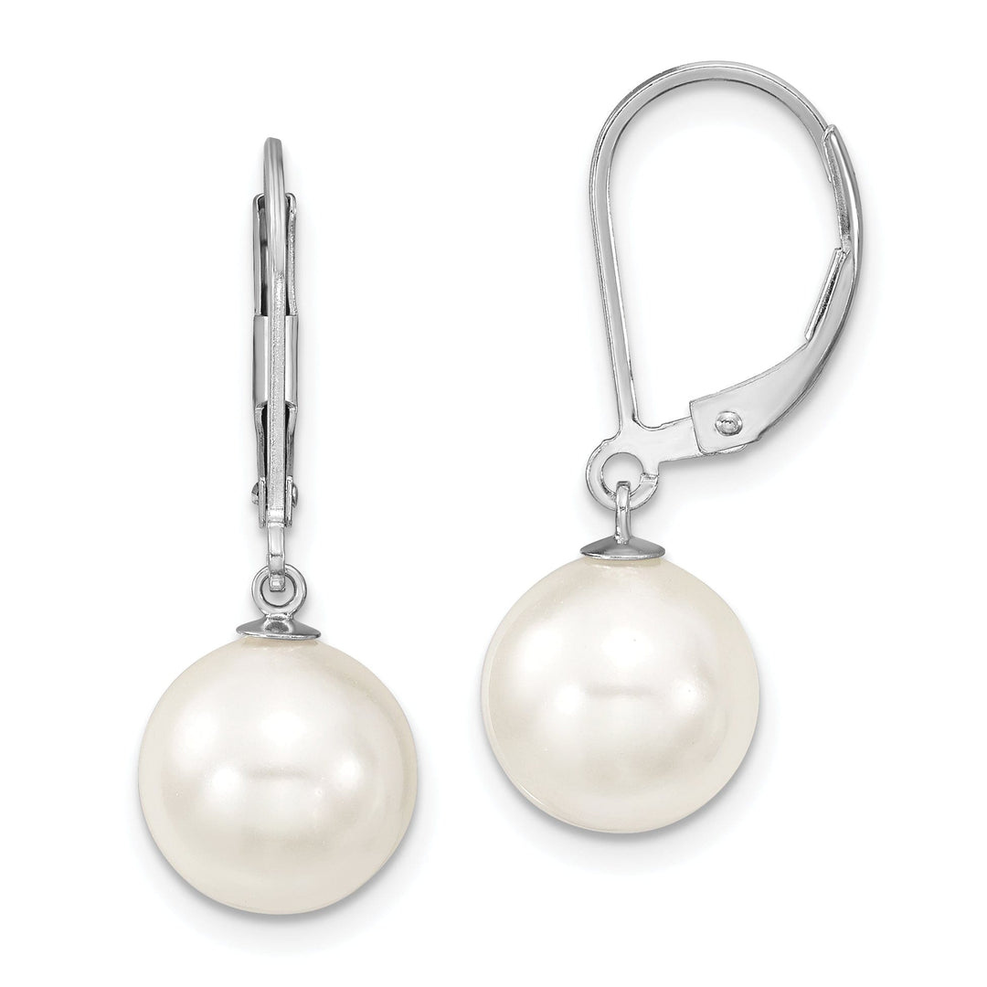 Majestik Shell Pearls Earrings Majestik Round White Pearl Leverback Earring