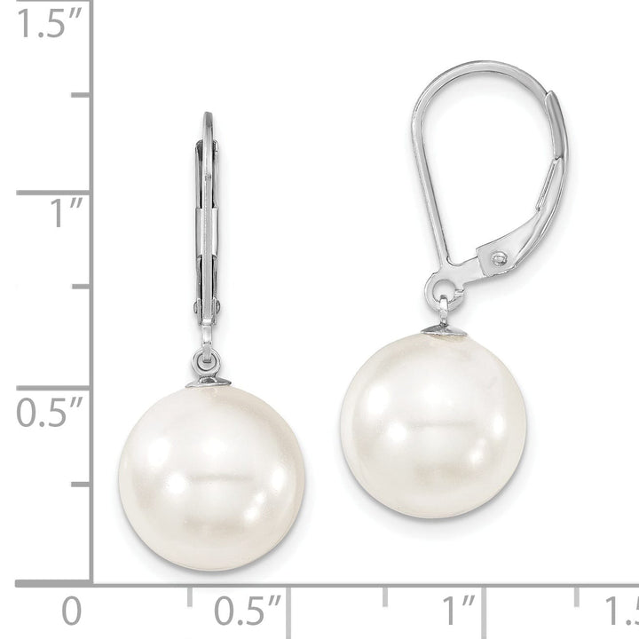 Majestik Shell Pearls Earrings Majestik Round White Pearl Leverback Earrings
