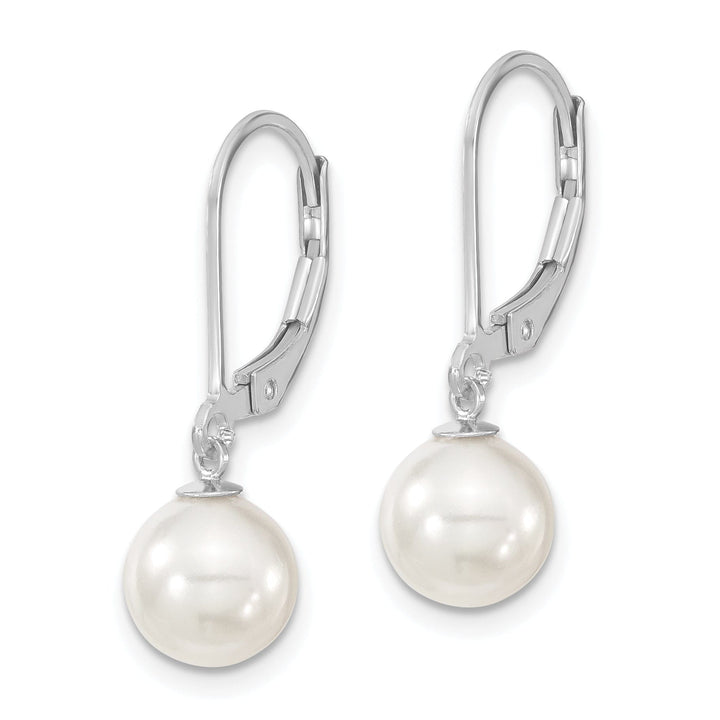 Majestik Shell Pearls Earrings Majestik Round White Pearl Leverback Earrings