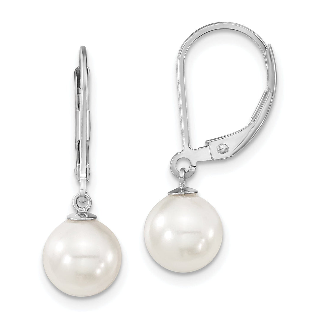 Majestik Shell Pearls Earrings Majestik Round White Pearl Leverback Earrings