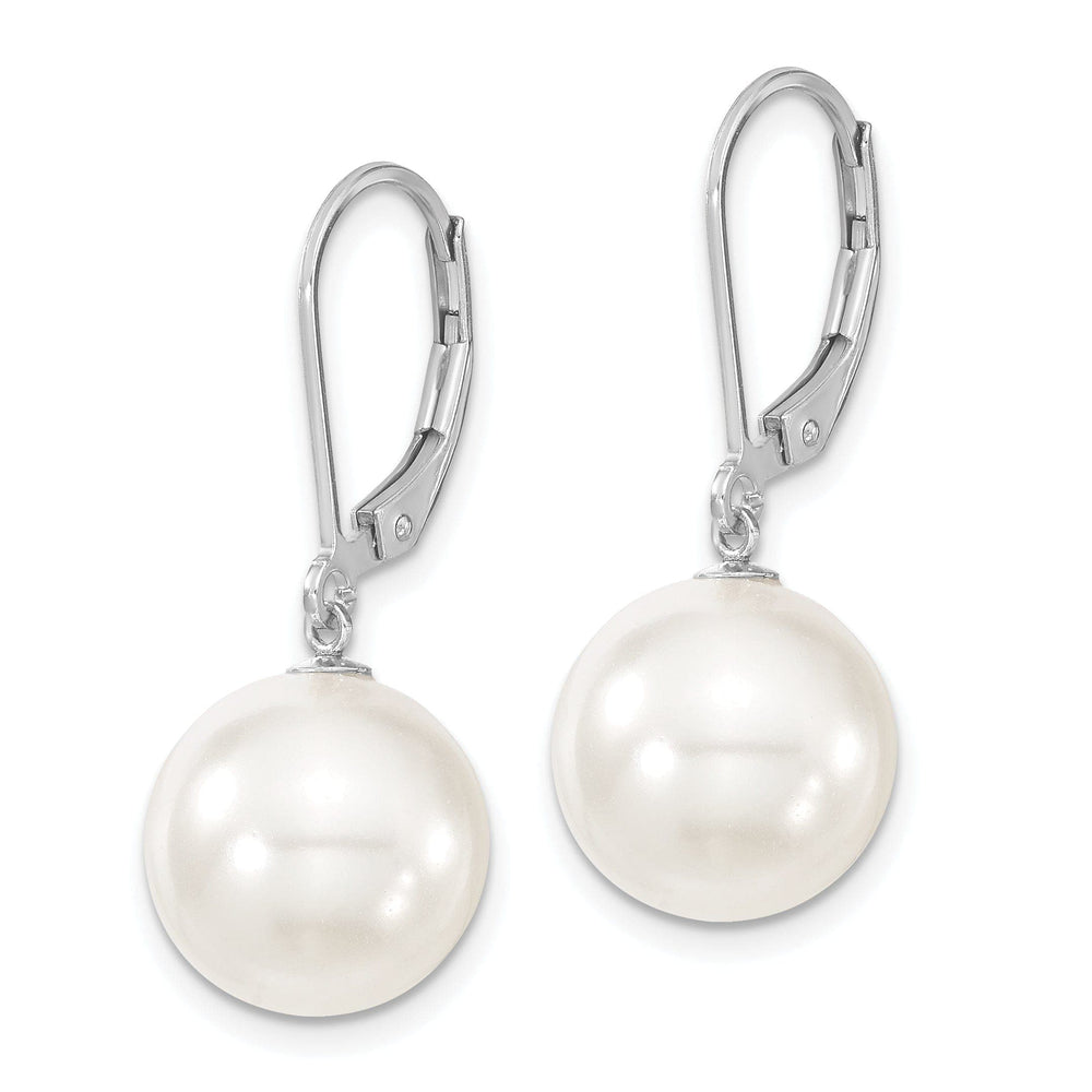 Majestik Shell Pearls Earrings Majestik Round White Pearl Leverback Earrings