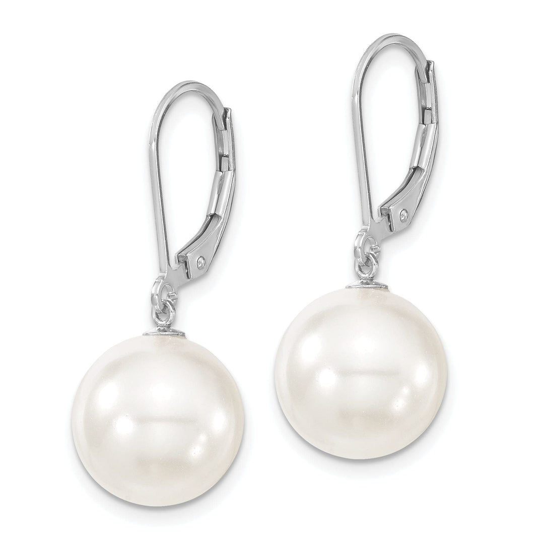 Majestik Shell Pearls Earrings Majestik Round White Pearl Leverback Earrings