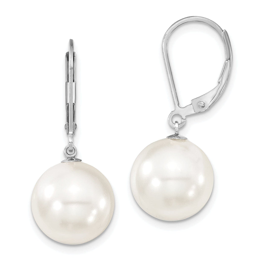 Majestik Shell Pearls Earrings Majestik Round White Pearl Leverback Earrings