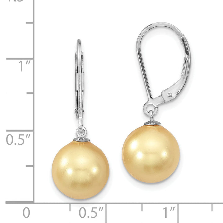 Majestik Shell Pearls Earrings Majestik Round Yellow Pearl Leverback Earring