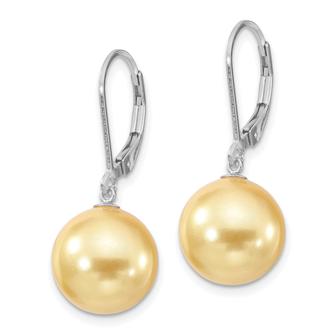 Majestik Shell Pearls Earrings Majestik Round Yellow Pearl Leverback Earring