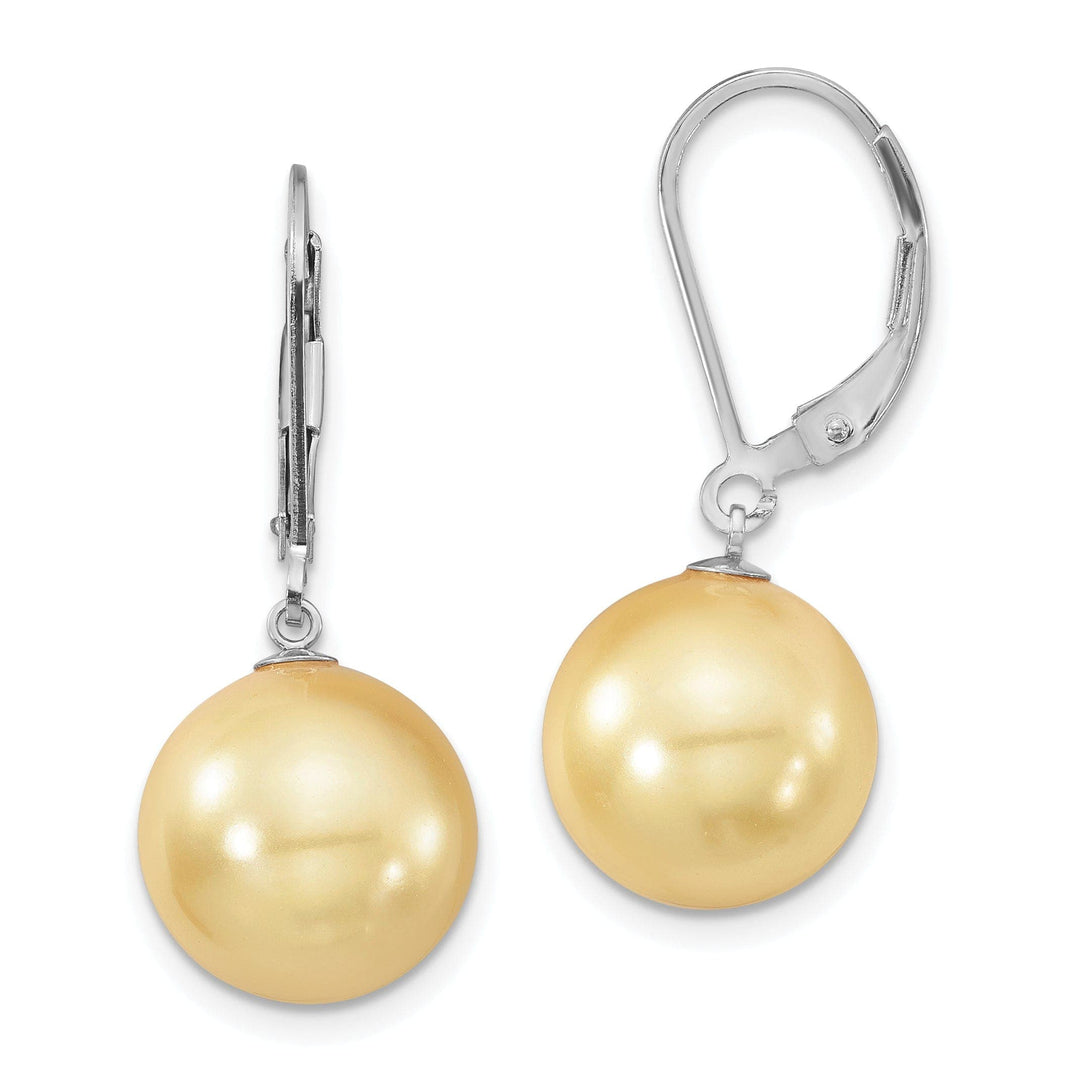 Majestik Shell Pearls Earrings Majestik Round Yellow Pearl Leverback Earring