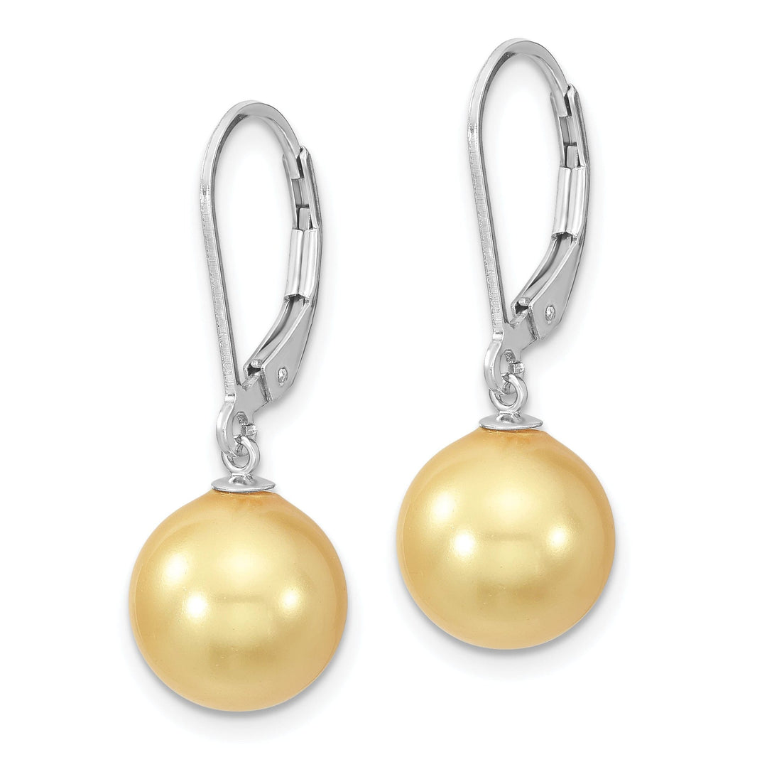 Majestik Shell Pearls Earrings Majestik Round Yellow Pearl Leverback Earring