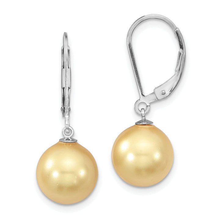 Majestik Shell Pearls Earrings Majestik Round Yellow Pearl Leverback Earring