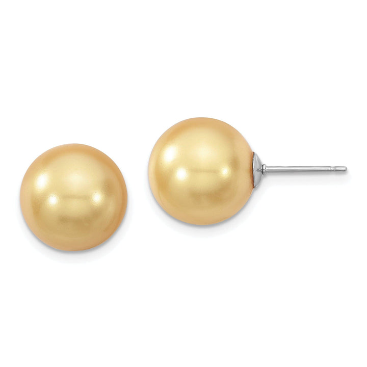 Majestik Shell Pearls Earrings Majestik Round Yellow Pearl Stud Earrings