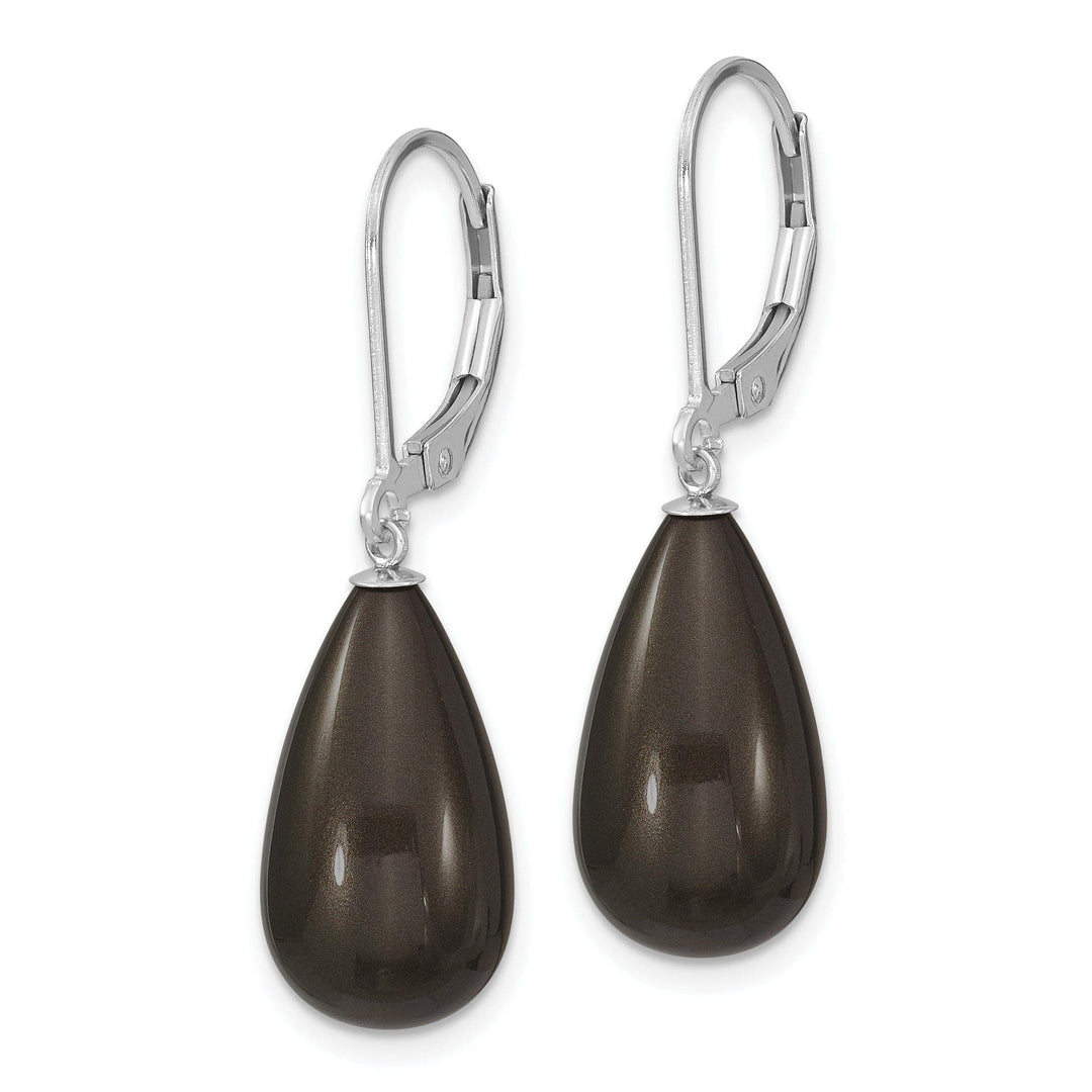Majestik Shell Pearls Earrings Majestik Teardrop Black Pearl Earrings