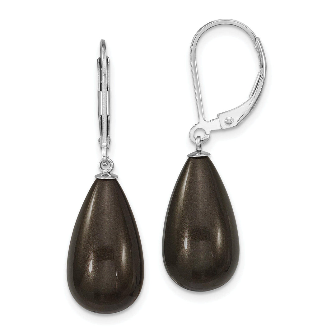 Majestik Shell Pearls Earrings Majestik Teardrop Black Pearl Earrings